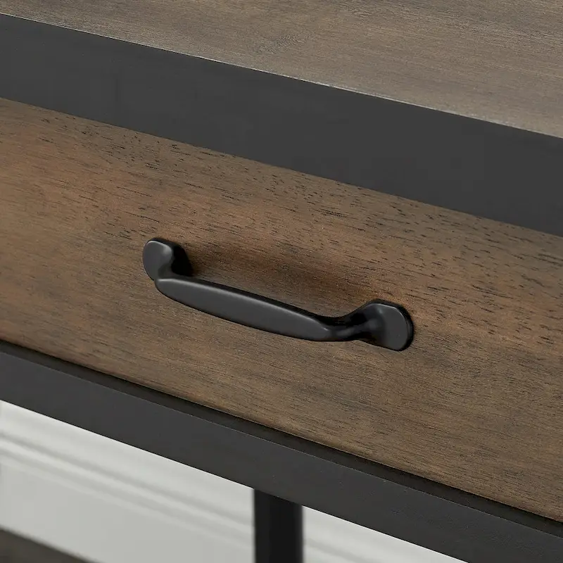 Mid-Century Side Table - Wood & Metal, 1 Drawer + Shelf, Minimalist Design, 35 lbs Capacity