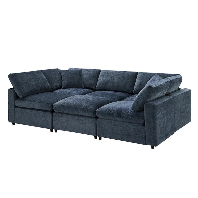 U Shaped Modular Cloud Sofa with Ottoman, Convertible Sleeper Sofa