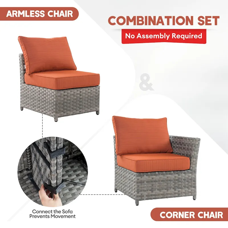 XIZZI 6-piece Patio Wicker Furniture Set with Coffee Table