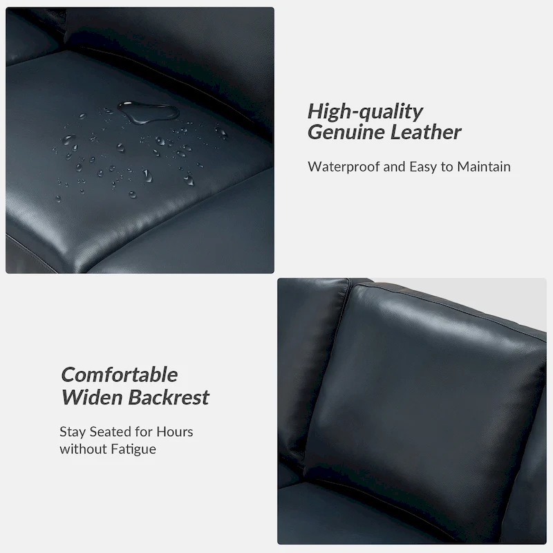 Ernando 83.46 Wide Genuine Leather Sofa with Squared Arms and Pillows