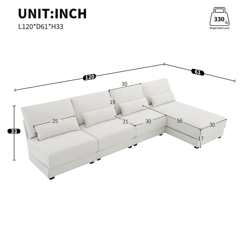 Convertible L-shaped Couch,Wide Seat Sectional Sofa wReversible Chaise
