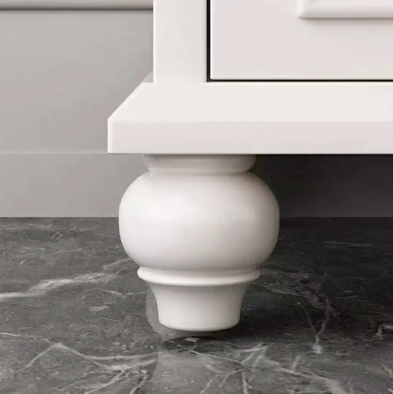 White Wooden Sideboard with 3 Drawers and Cabinets