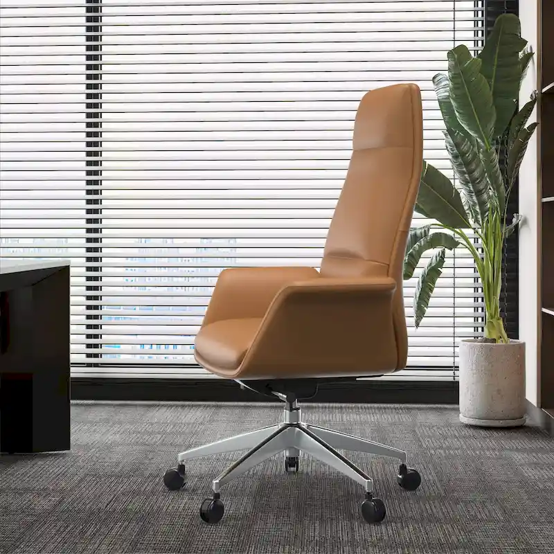 Summit High-Back Leather Office Chair with Swivel and Tilt