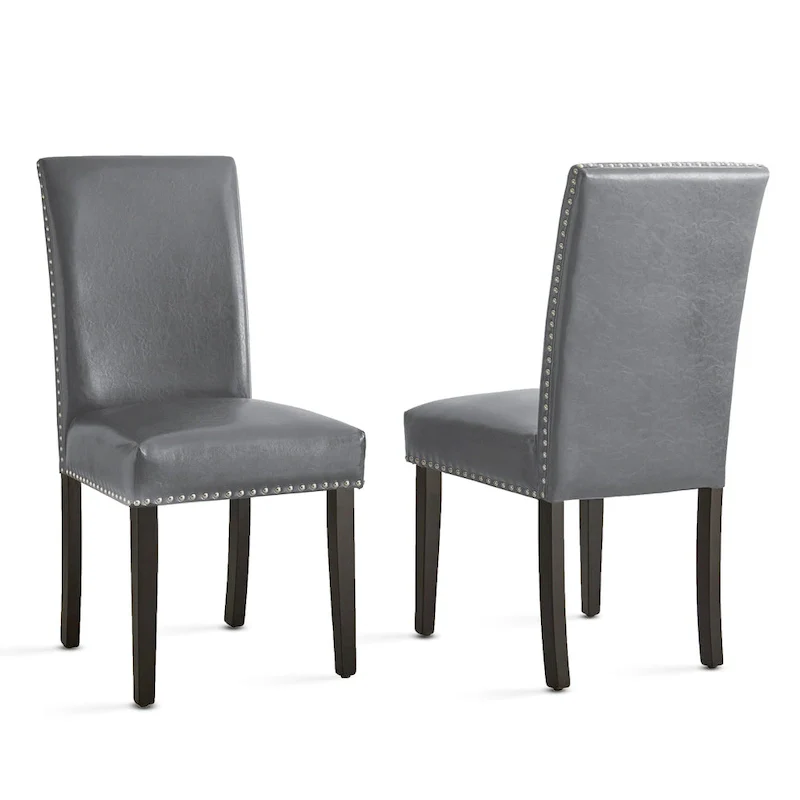 Steve Silver Slivnitsa Faux Leather Dining Chairs with Nailhead Trim (Set of 2)