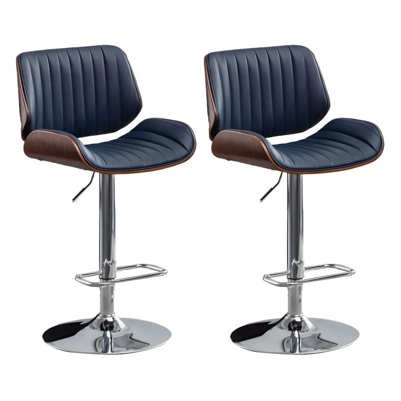 Elegant Wood Leather Red Swivel Adjustable Bar Stool