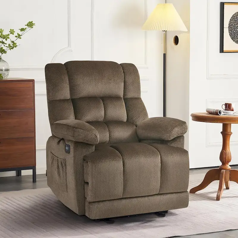 Electric Power Recliner Chair with Heat and Massage, Fabric
