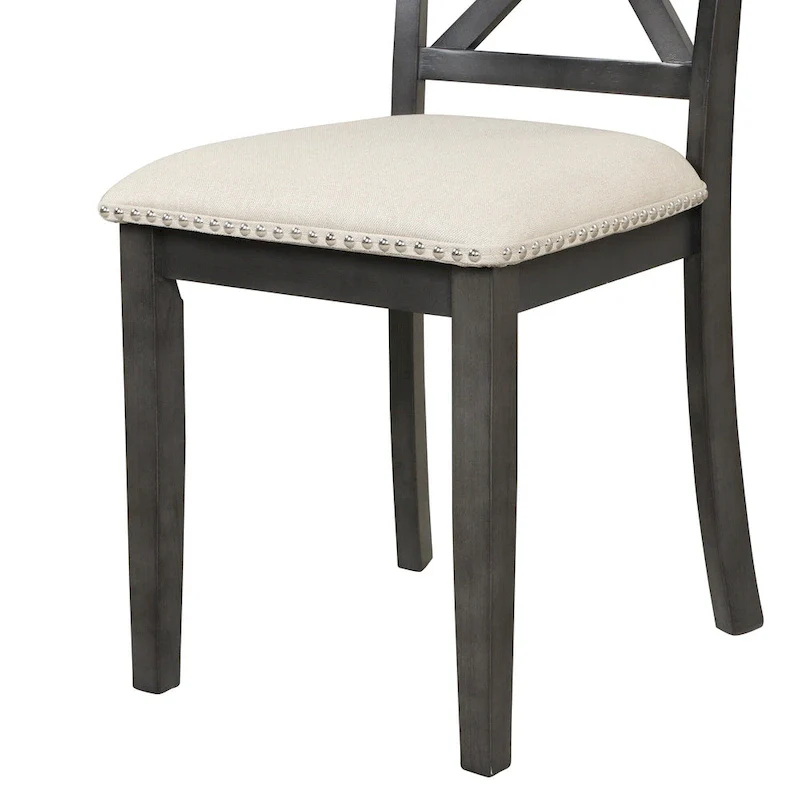 Modern Style Wooden 5-Piece Dining Set with Round Table amd 4 Upholstered Chairs