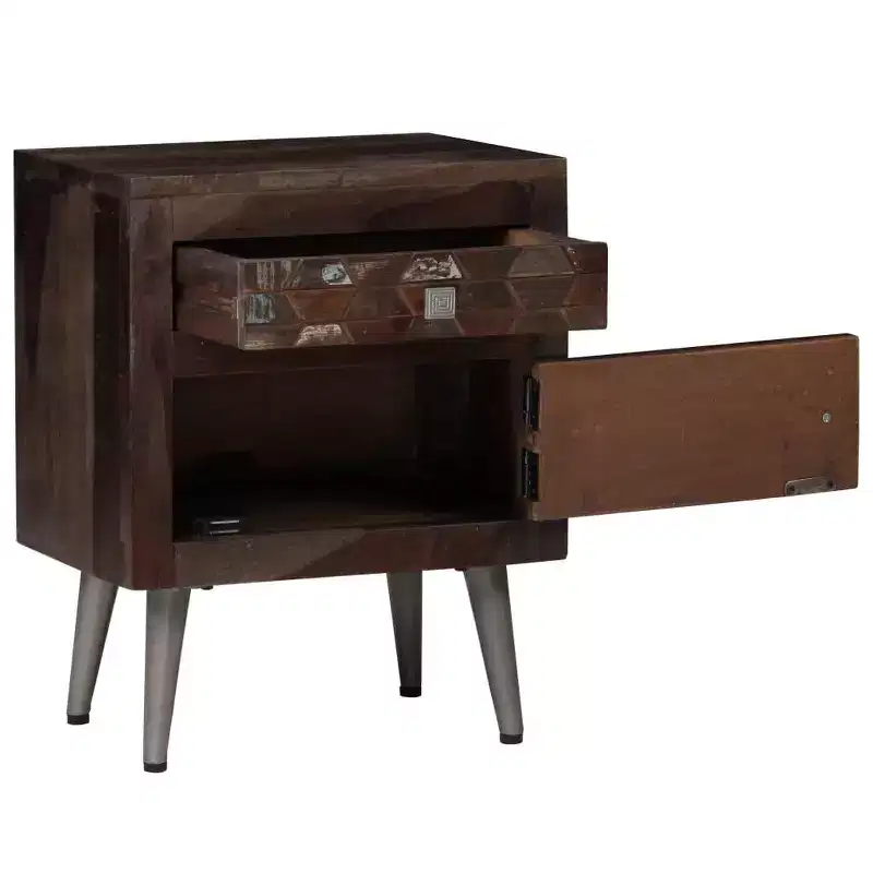 vidaXL Bedside Cabinet Solid Reclaimed Wood 15.7x11.8x19.6