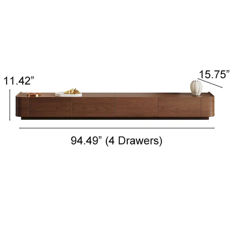 Mid-Century ModernTV Stands,4-6 Drawers, Solid Wood Brown Media Console