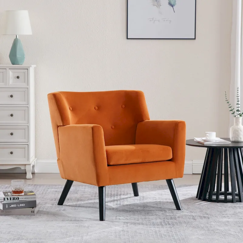 Velvet Upholstered Armchair Tufted Accent Chair, Set of 2 - 30.71H x 28.35 W x 27.56D