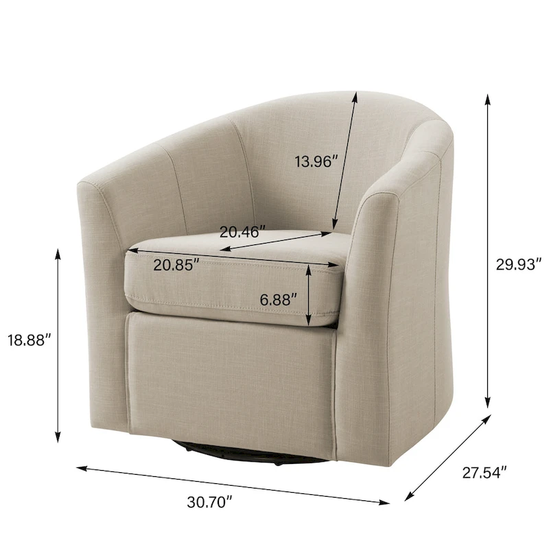 Swivel Accent Chair with Metal Base - 30.7W x 29.9H x 27.5D