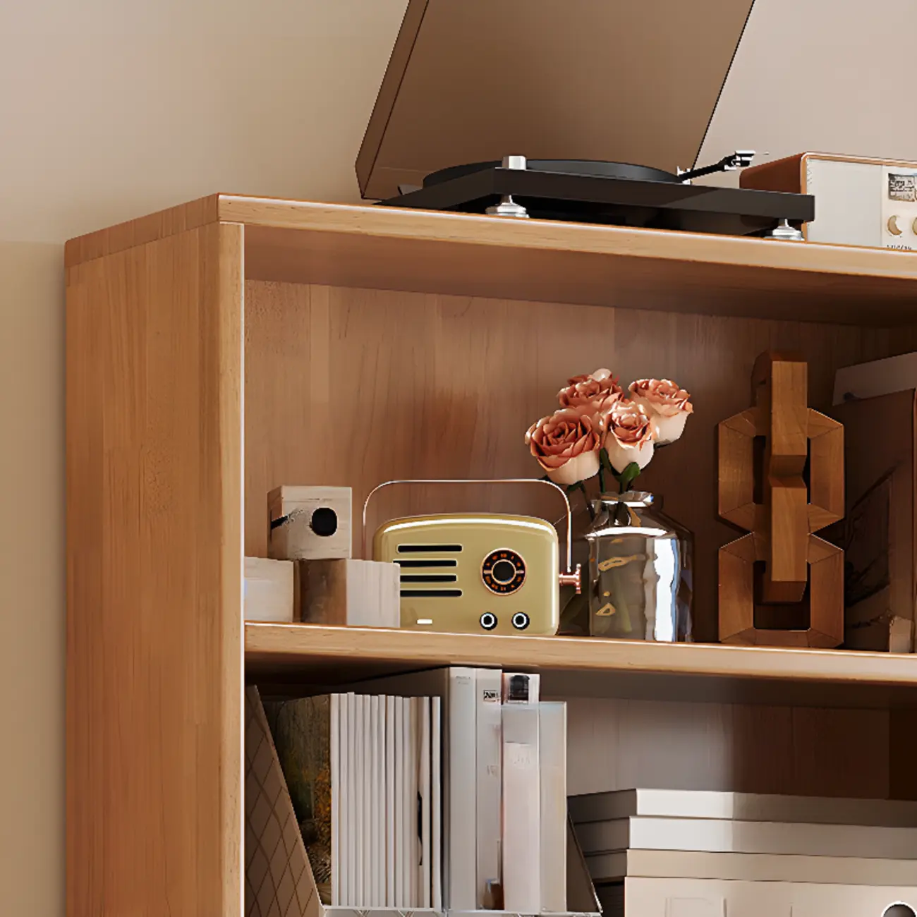 Spacious Versatile Vertical Brown Wood Bookcase with Drawers