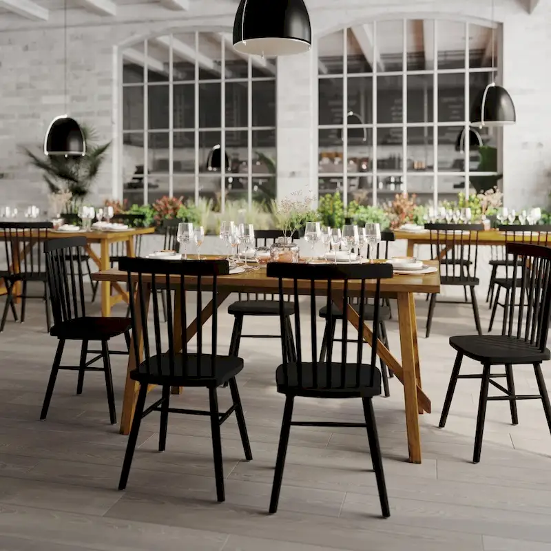 Solid Wood Commercial Grade Trestle Base Dining Table