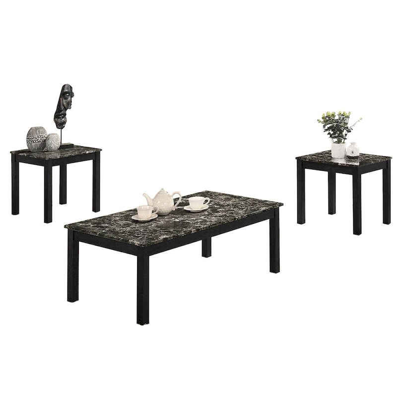 3 Piece Coffee Table with Faux Marble Top