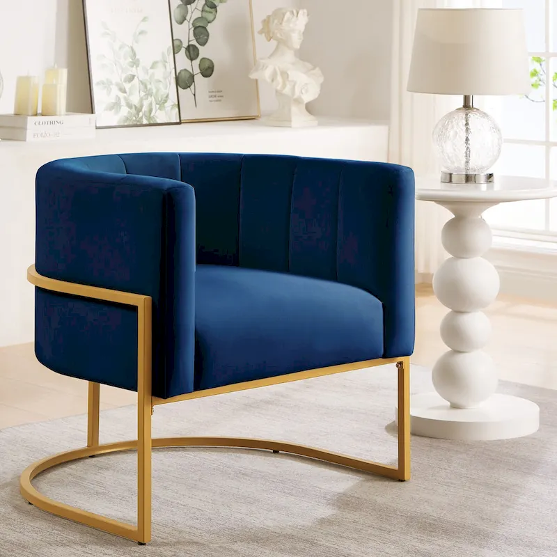 Accent Chair with Golden Metal Stand