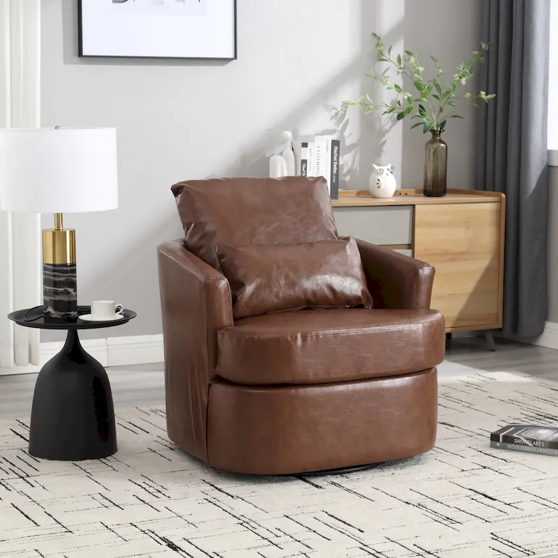 Swivel Barrel Chair, Comfy Round Accent Sofa Chair for Living Room, 360 Degree Swivel Barrel Club Chair, Leisure Arm Chair