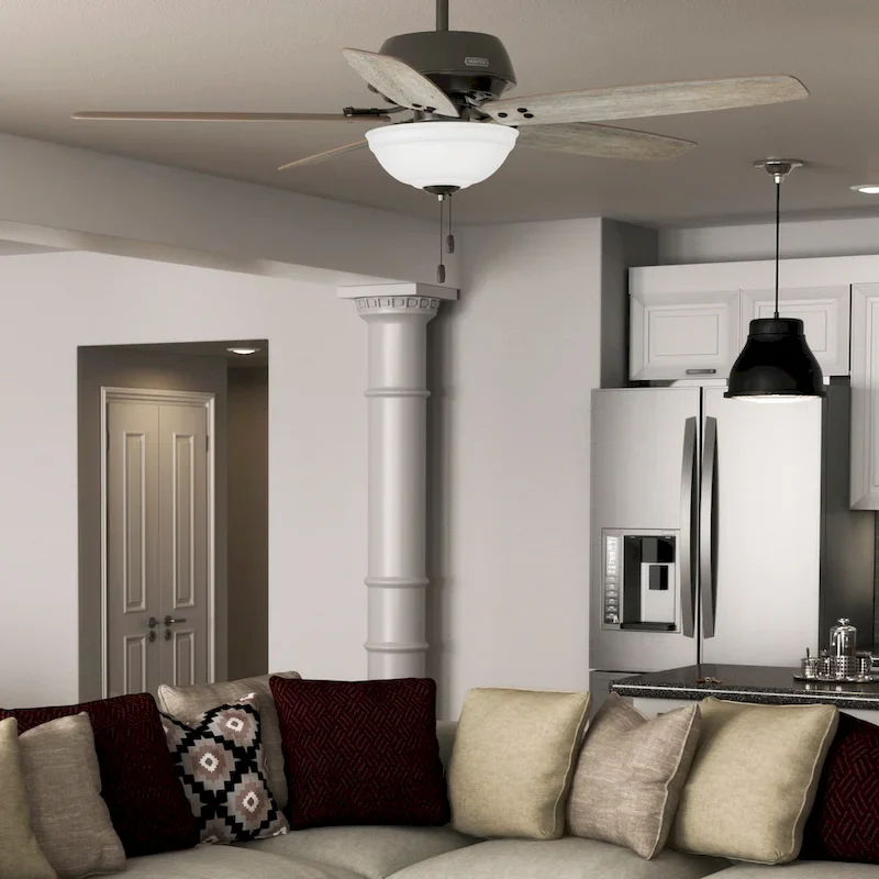 Hunter 60  Reveille Ceiling Fan with LED Light Kit and Pull Chain, Rustic, Transitional