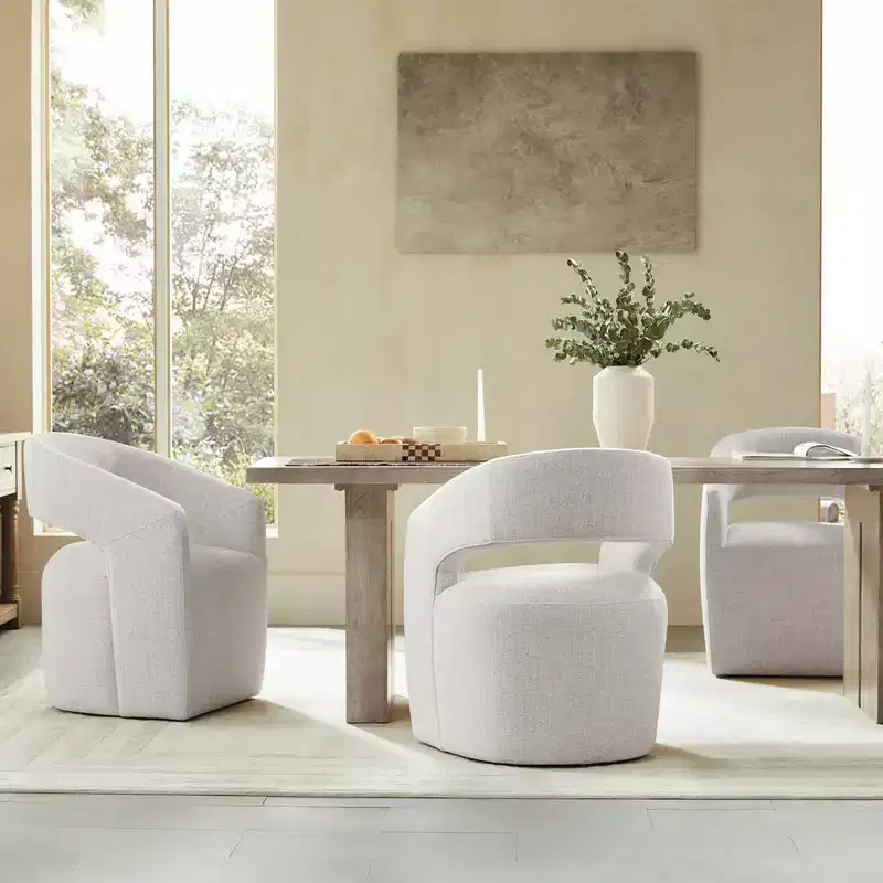 Spruce&Spring Modern Barrel Dining Chair with Caster & Open Back No Assembly Anywhere Chair