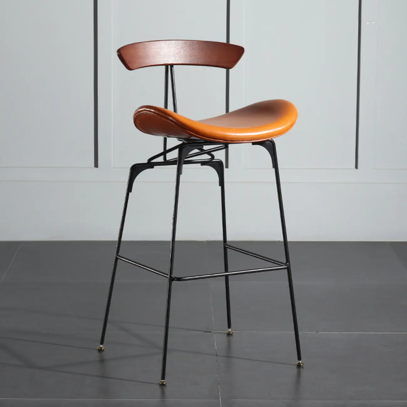 Modern Saddle Genuine Leather Low Back Bar Stool
