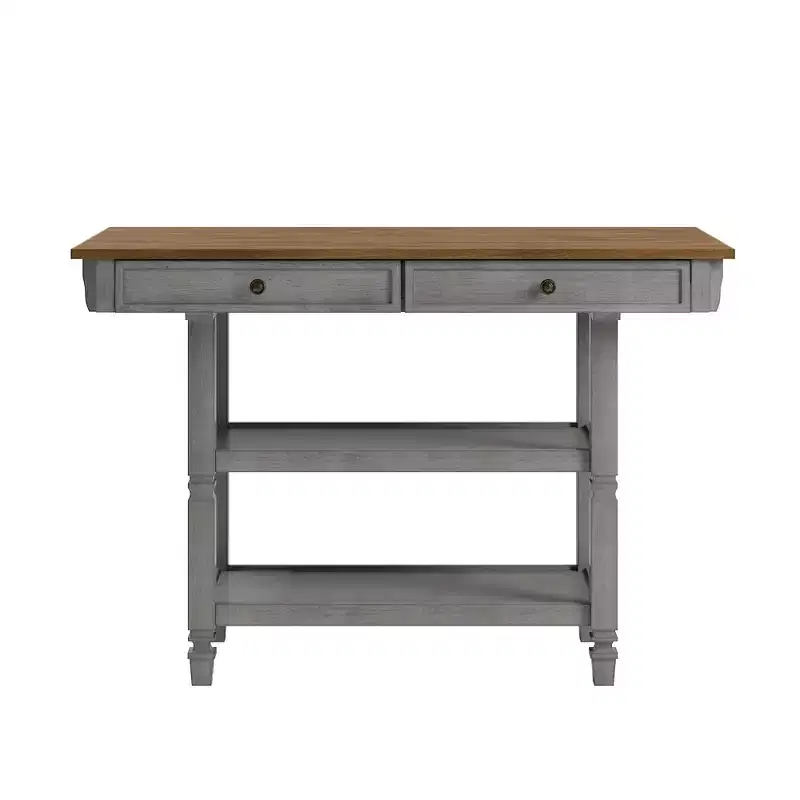 Two-Tone Kitchen Island with Drawers – Antique Grey / Antique White / Black