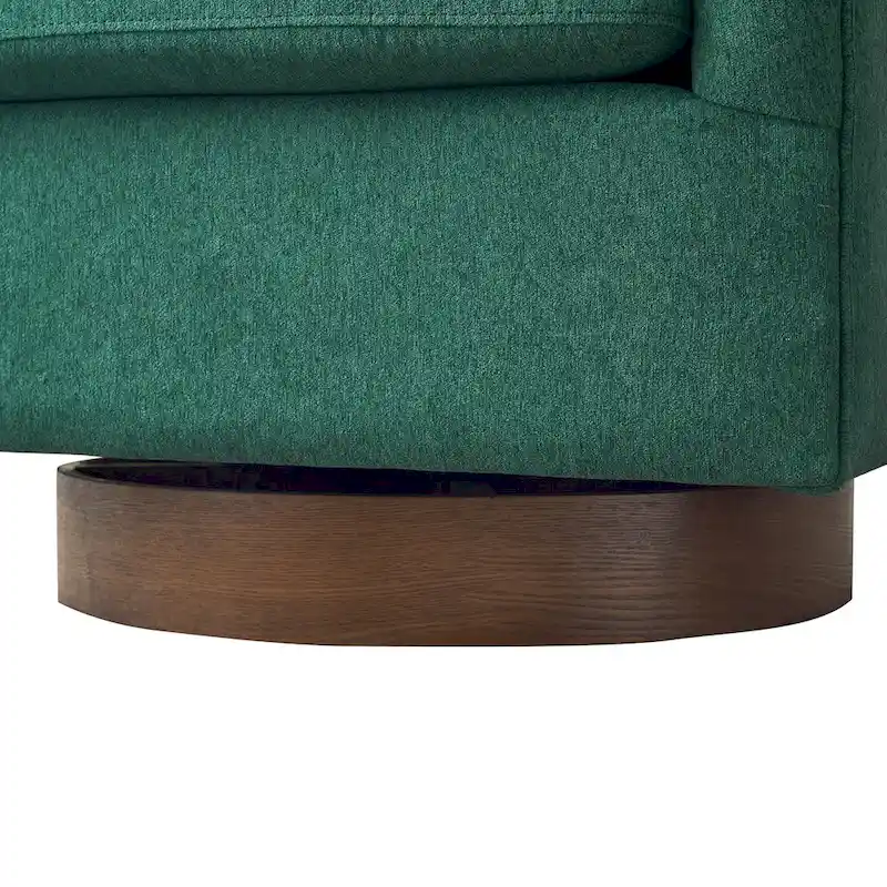 Modern Upholstered Accent Chair Fabric 360 Swivel Barrel Set of 2 Armchair Wood Frame