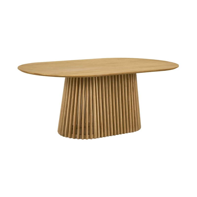 Pasadena 79 inch Solid Wood Oval Dining Table with Slatted Pedestal Base