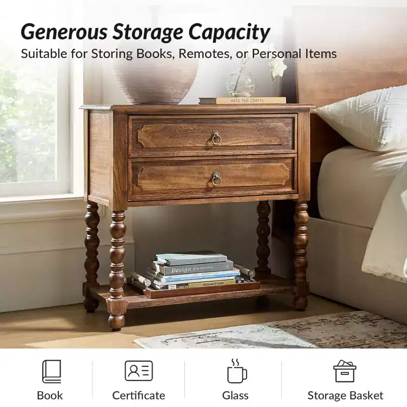 Jerardo 30 Tall 2-Drawer End Table with Built-in Charging Outlets Set of 2|ARTFUL LIVING DESIGNS