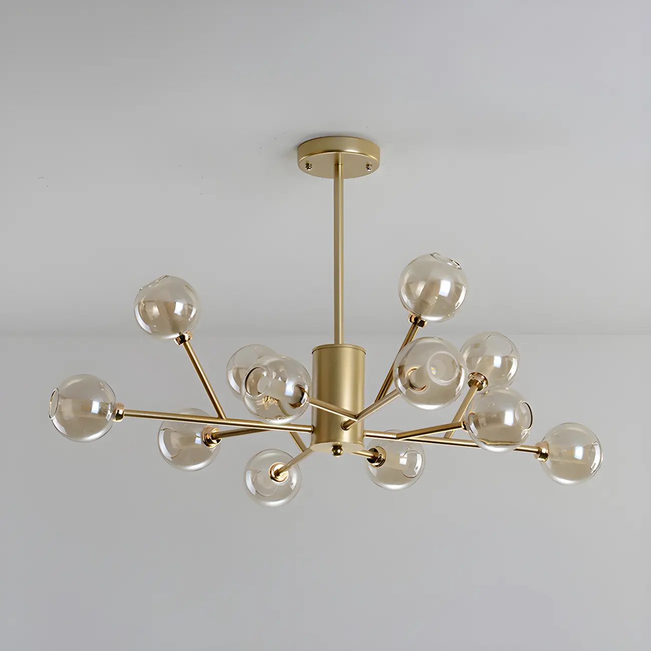 Modern Gold Metal Glass Globe Sputnik Chandelier