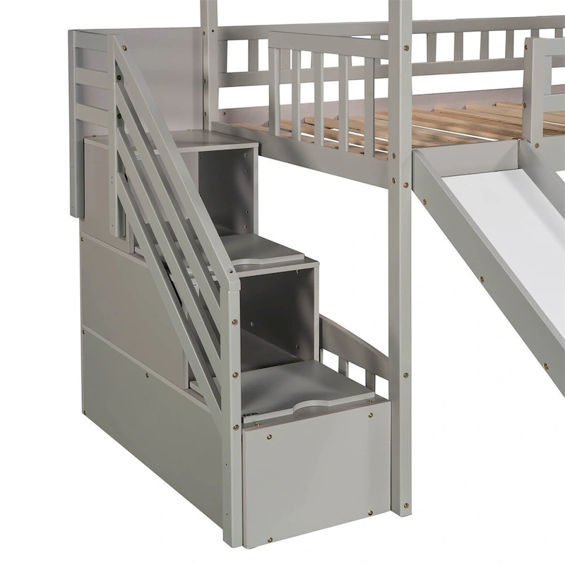 Merax Twin House Bed Loft Bed with Two Drawers and Slide