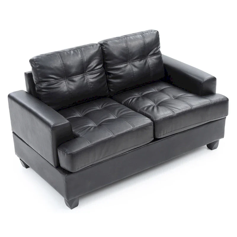 Sandridge 58 in. W Flared Arm Faux Leather Straight Sofa - 34L x 58W x 36H