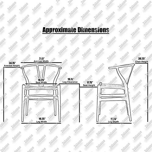 Set of 2 Wood Dining Chairs with Woven Rope Seat