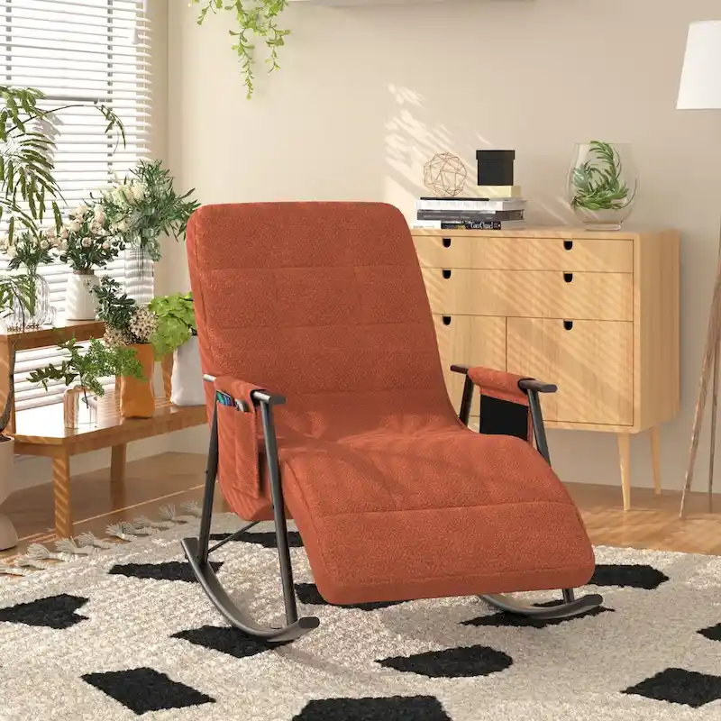 Adjustable Rocking Chair, Nursery Glider Chair with Adjustable High Back and Foot Rest