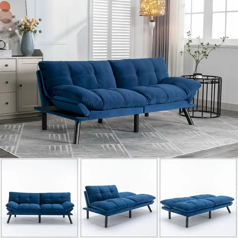 Modern Upholstered 2-Seater Sofa Bed with Adjustable Backrest and Armrests - 70:l