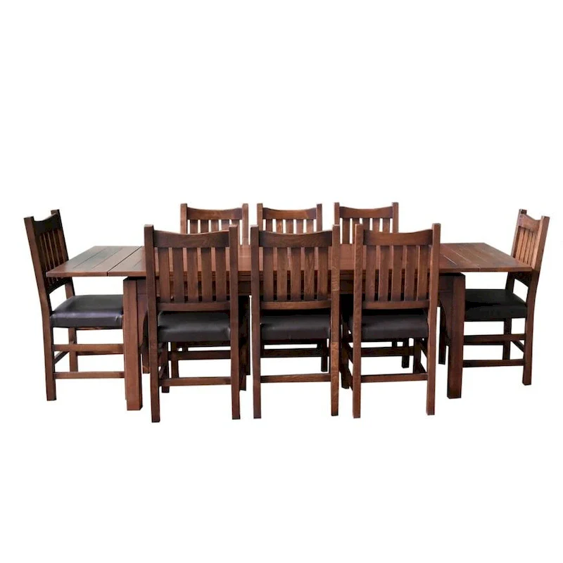 Mission Style Oak Stow Leaf Dining Table (2 Colors Available)