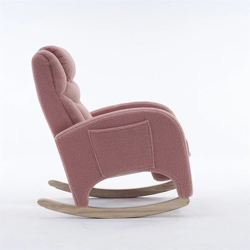 Ergonomic Fabric Nursery Rocking Chair With Adjustable Footrest
