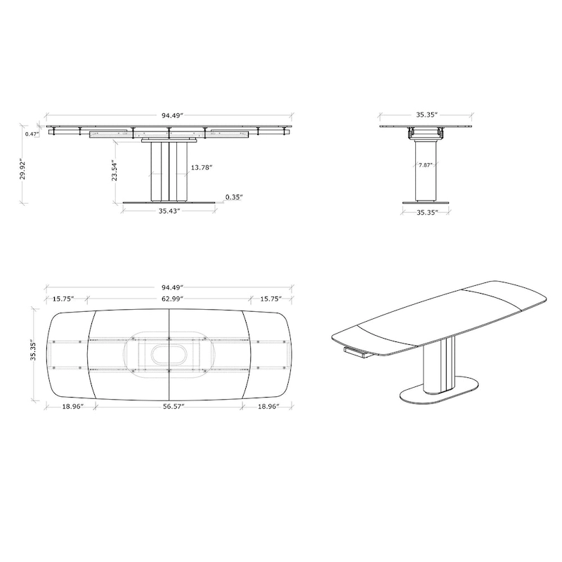 Somette Karlita Marbleized Sintered Stone Dining Set with Black Side Chairs