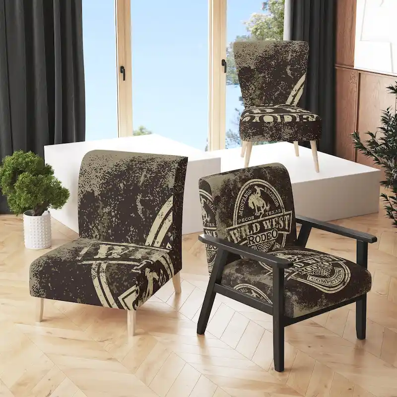 Designart Wild West Rodeo Upholstered Farmhouse Contemporary Accent Chair - Arm Chair