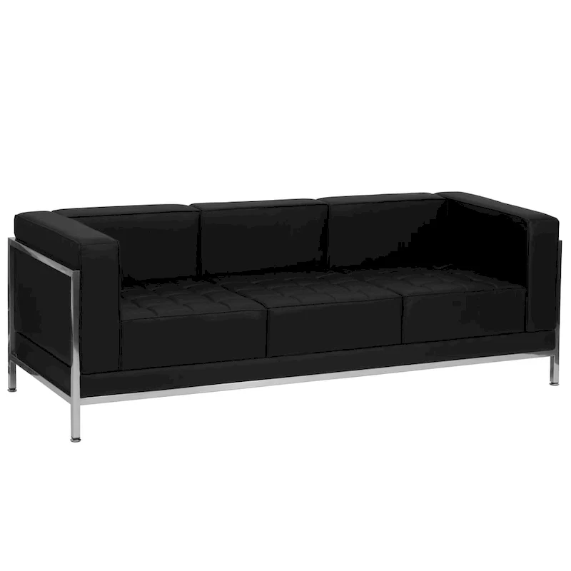 LeatherSoft Modular Sofa with Quilted Tufted Seat and Encasing Frame - 79W x 28.75D x 27.25H