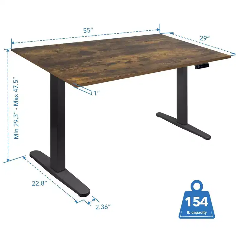 Mount-It! Electric Sit-Stand Desk with Tabletop - Black/Oak