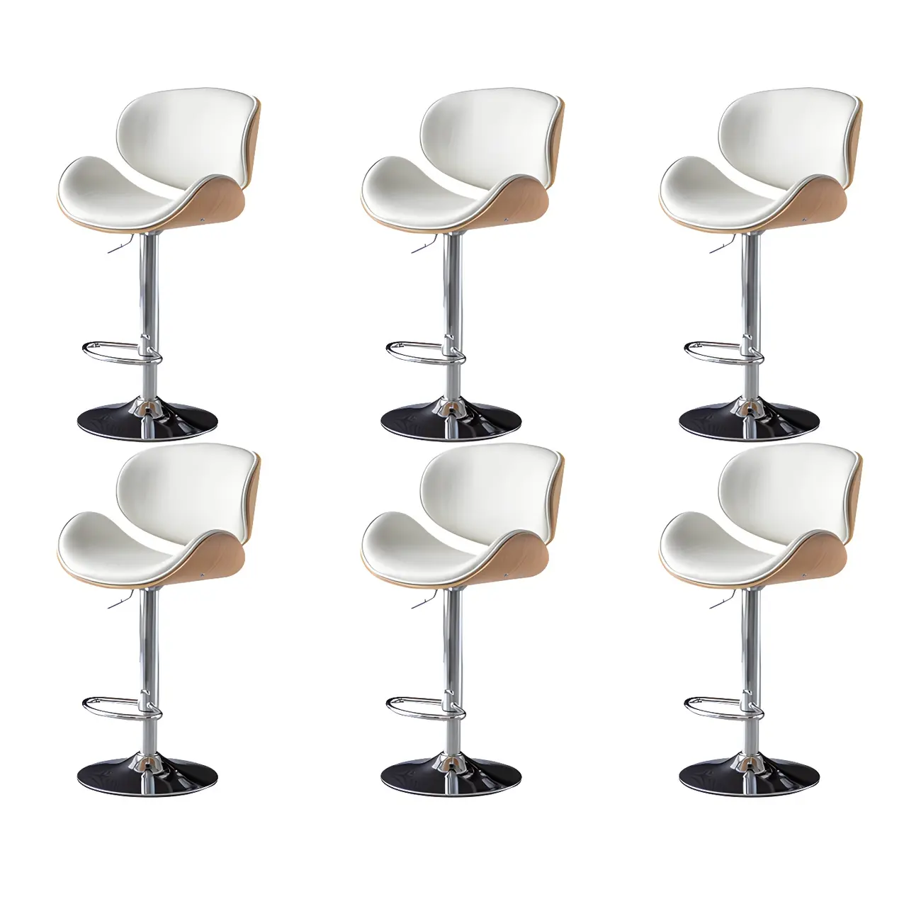 Arched Blackish Green Leather Swivel Adjustable Bar Stool