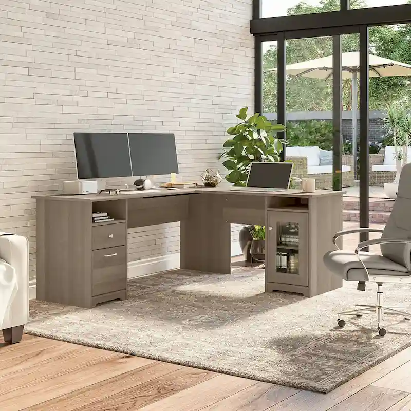 Cabot 72W L Shaped Computer Desk with Storage by Bush Furniture