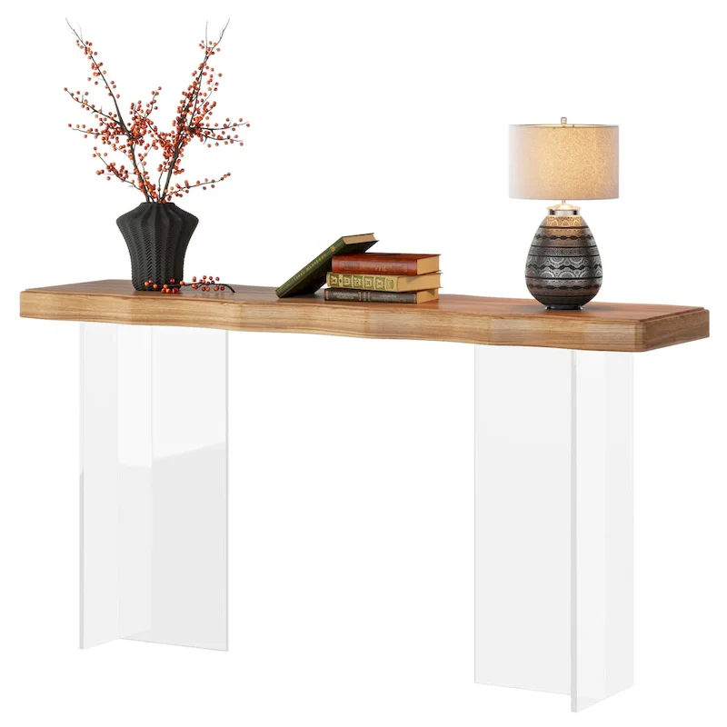 Console Sofa Table, Wave Texture, Acrylic Legs, 47.24