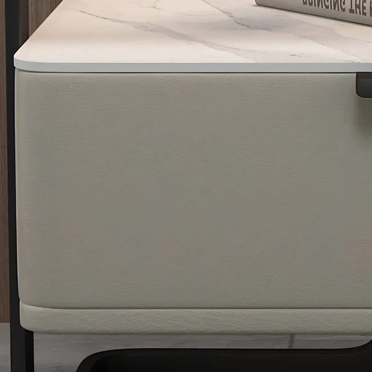 Modern Wood Nightstand with Glass Countertop and Drawer