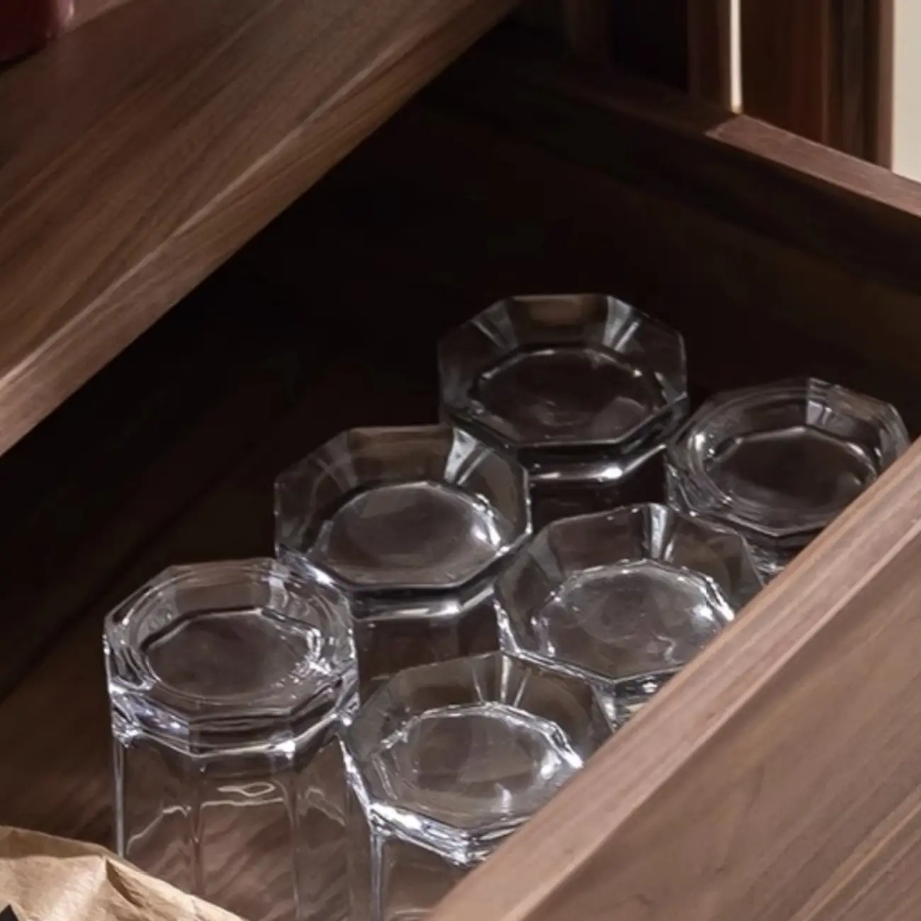 Sitting Room Old School Walnut Glass Cabinet with Illuminating