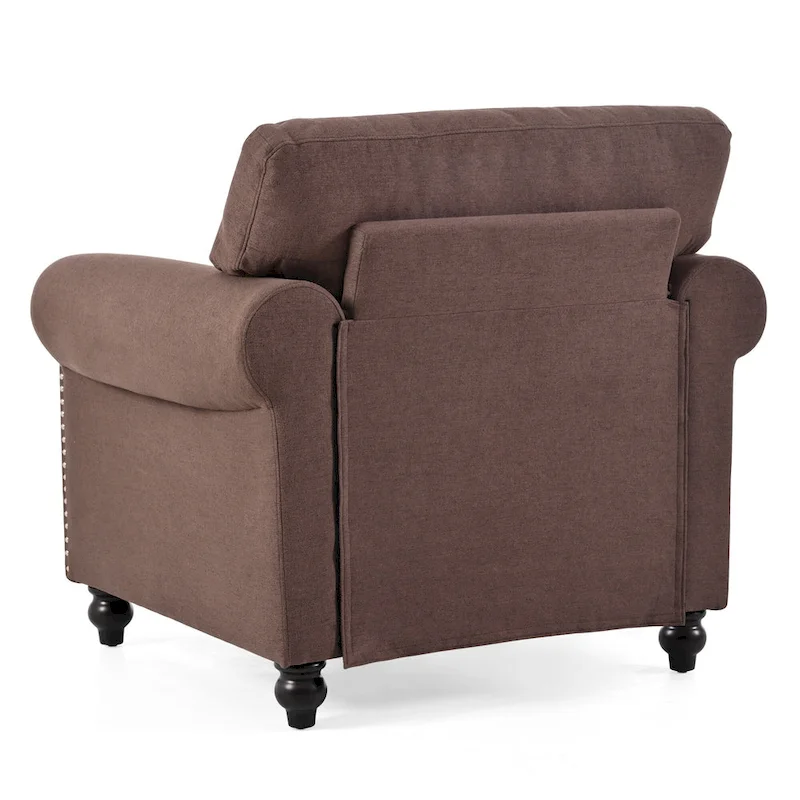 Brown 37.4 Accent Chair with Nailheads
