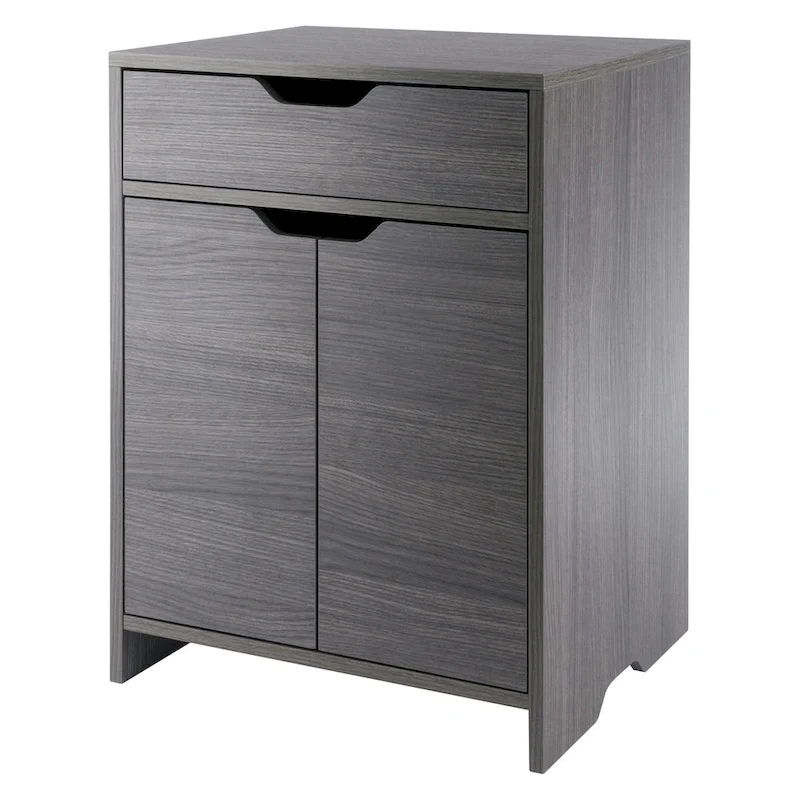 Two Shelf Storage Cabinet with Drawer - 26.25 - Charcoal Gray