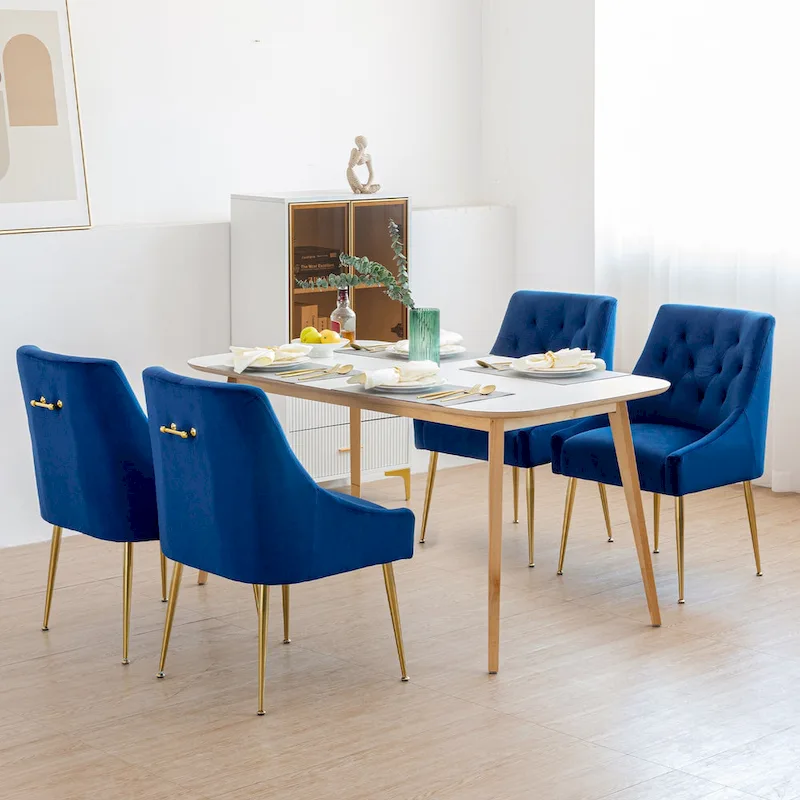 XINMICS Mid-Century Modern Velvet Dining Chair, Upholstered Parsons Chair, Set of 2