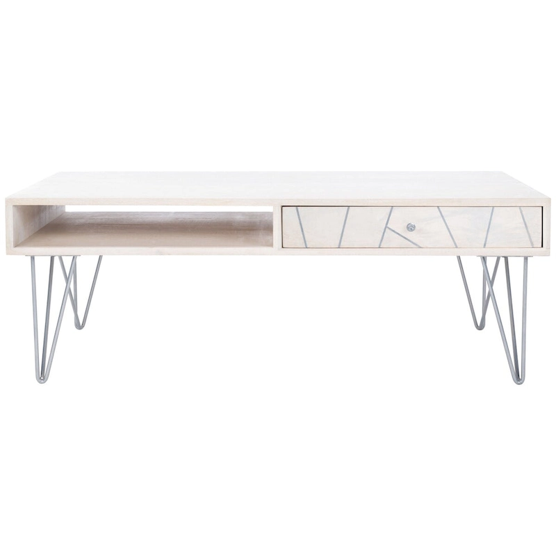 SAFAVIEH Nilgun 1-Drawer 1-Shelf Living Room Coffee Table - 43 W x 21.6 L x 16 H - 43Wx22Dx16H