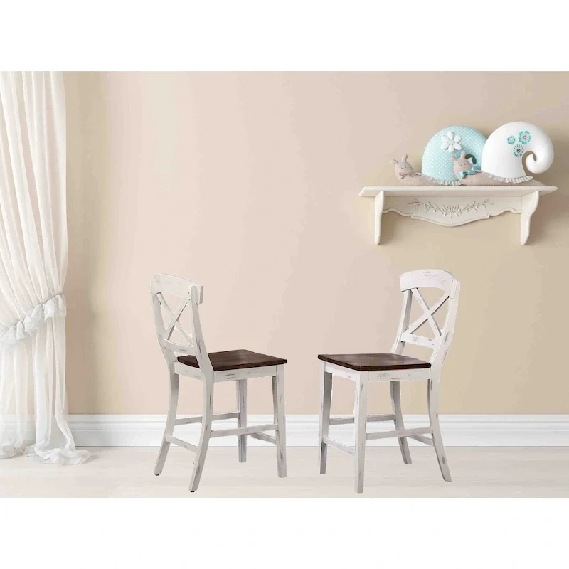 Transitional X-Back 24Counter Stool In Caramel Biscotti