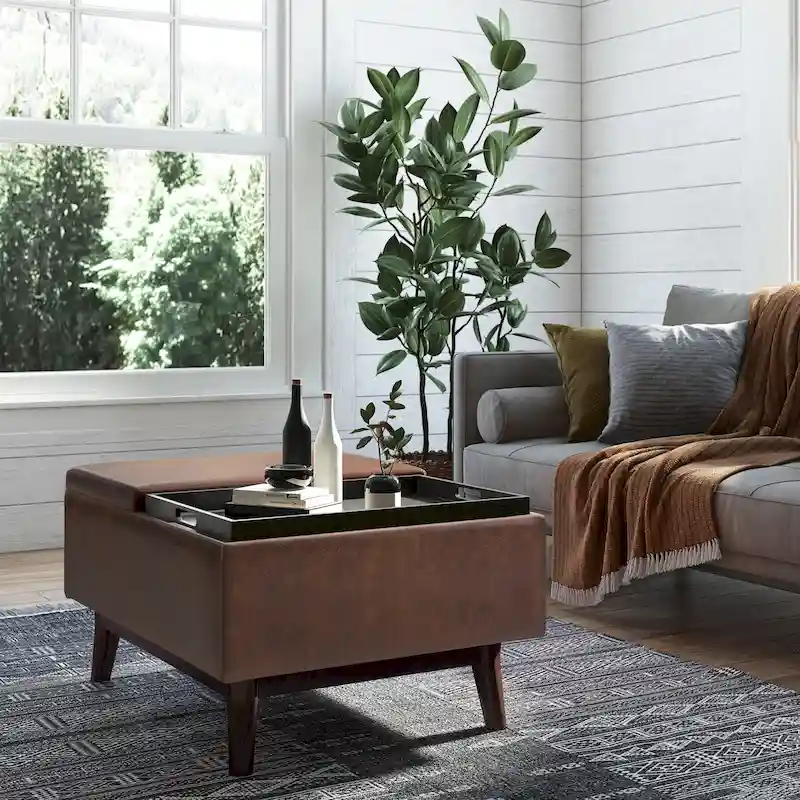 WYNDENHALL Ethan 34 inch Wide Mid Century Modern Rectangle Table Ottoman